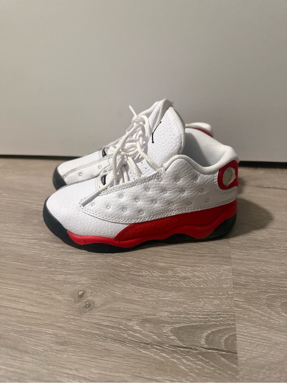 Jordan Kids White and Red 13s Sneakers